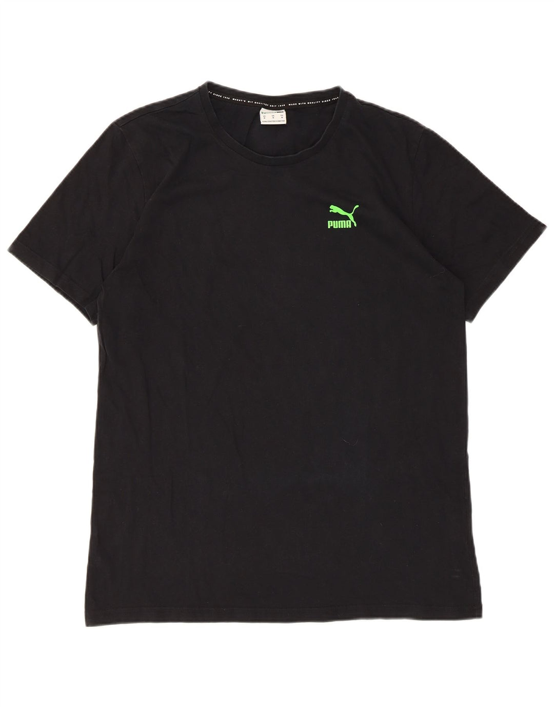 Puma Mens Graphic T-Shirt Top Médio Algodão Preto