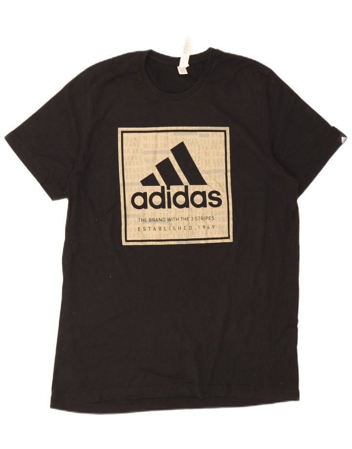 Adidas Mens Graphic T-Shirt Top Grande Algodão Preto
