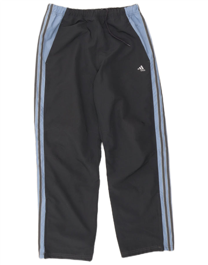 Calça de treino masculina Adidas UK 36/38 pequena cinza colorblock poliéster