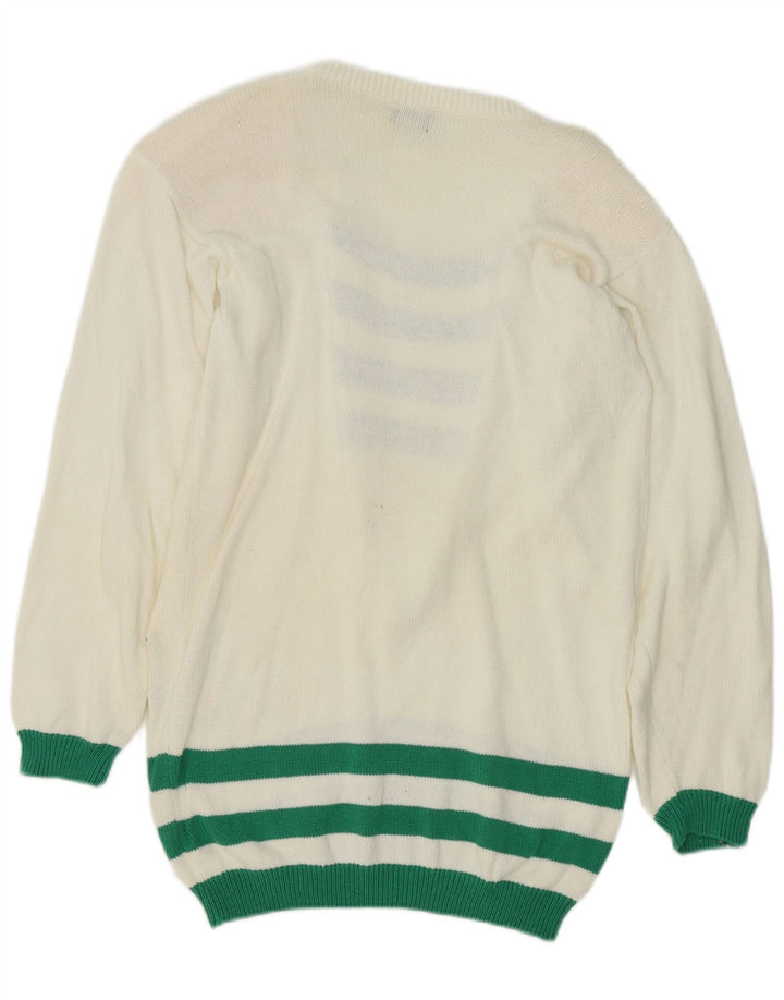 Suéter feminino vintage com gola canoa e listrado branco médio UE 38