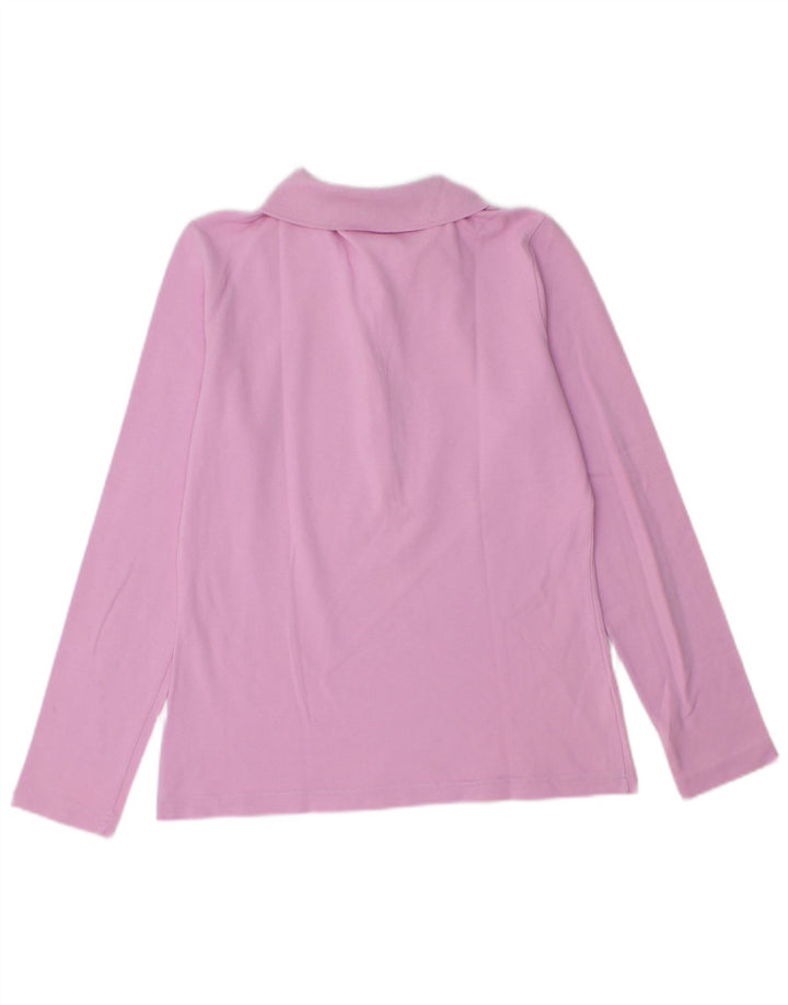 Camisa polo feminina de manga comprida Lacoste tamanho 40 algodão rosa médio