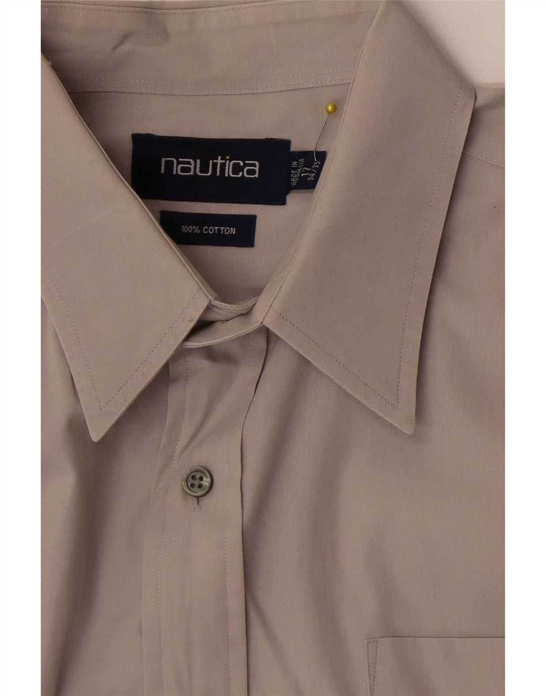 Camisa masculina Nautica tamanho 17 XL algodão cinza