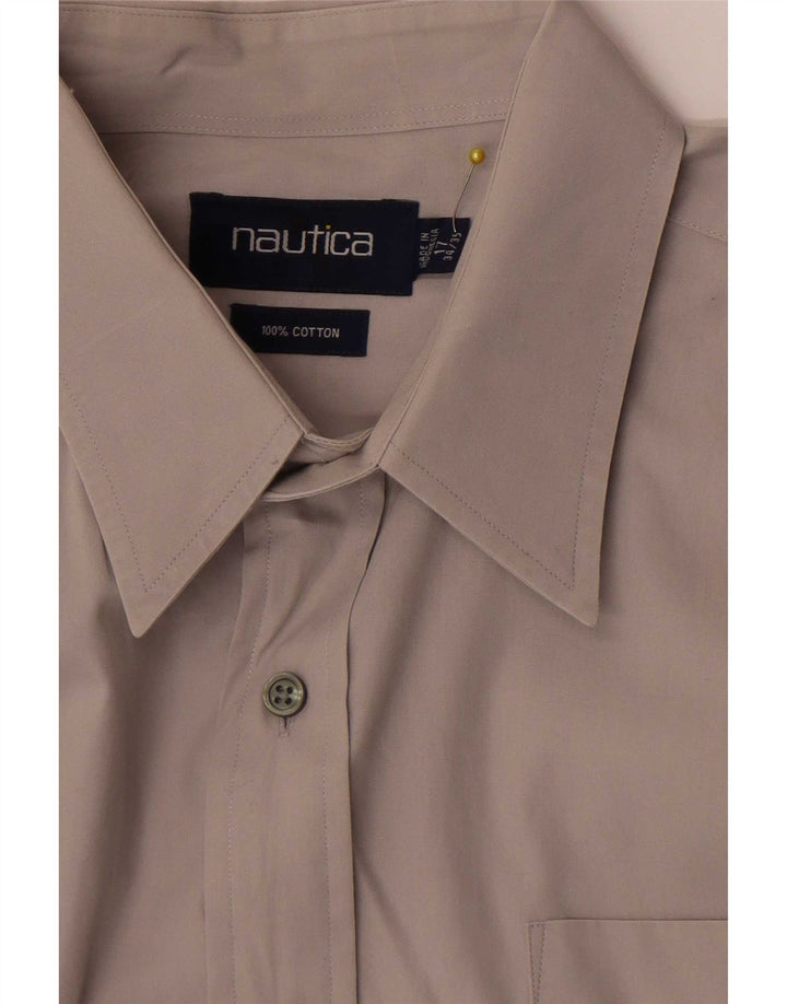 Camisa masculina Nautica tamanho 17 XL algodão cinza