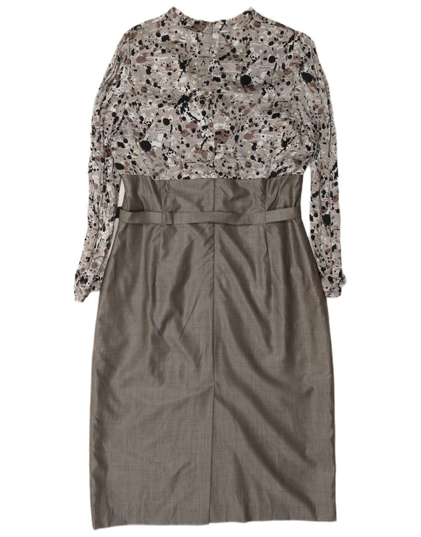 Vestido feminino Jean Paul com bainha de manga comprida UK 18 XL cinza manchado viscose