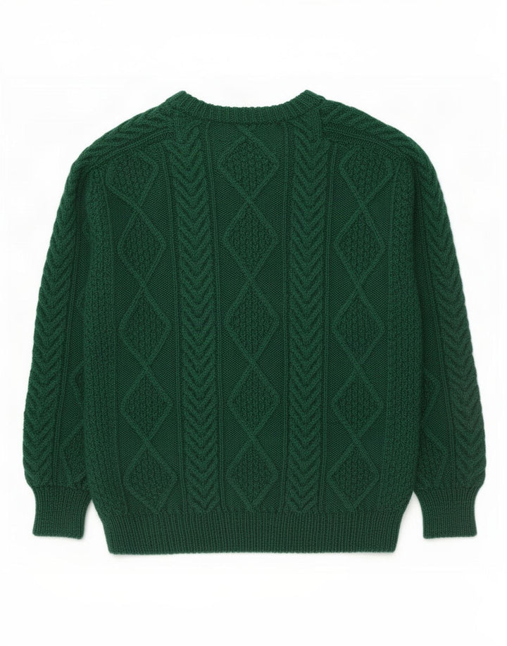 Suéter vintage masculino com gola redonda, verde médio