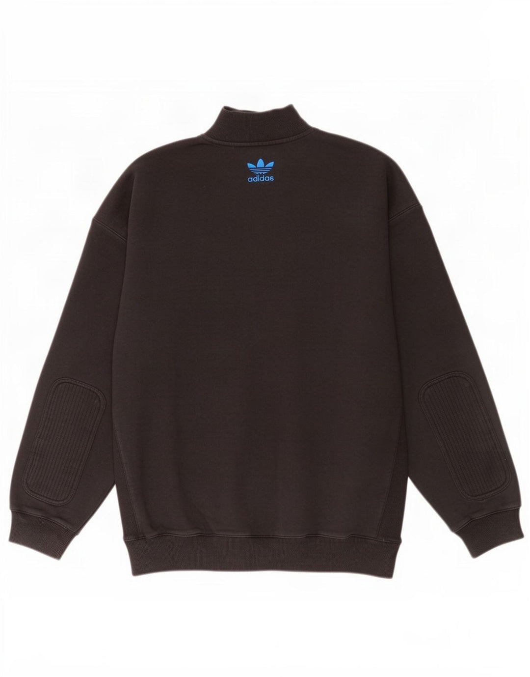 Adidas Mens Zip Neck Moletom Jumper Grande Algodão Preto