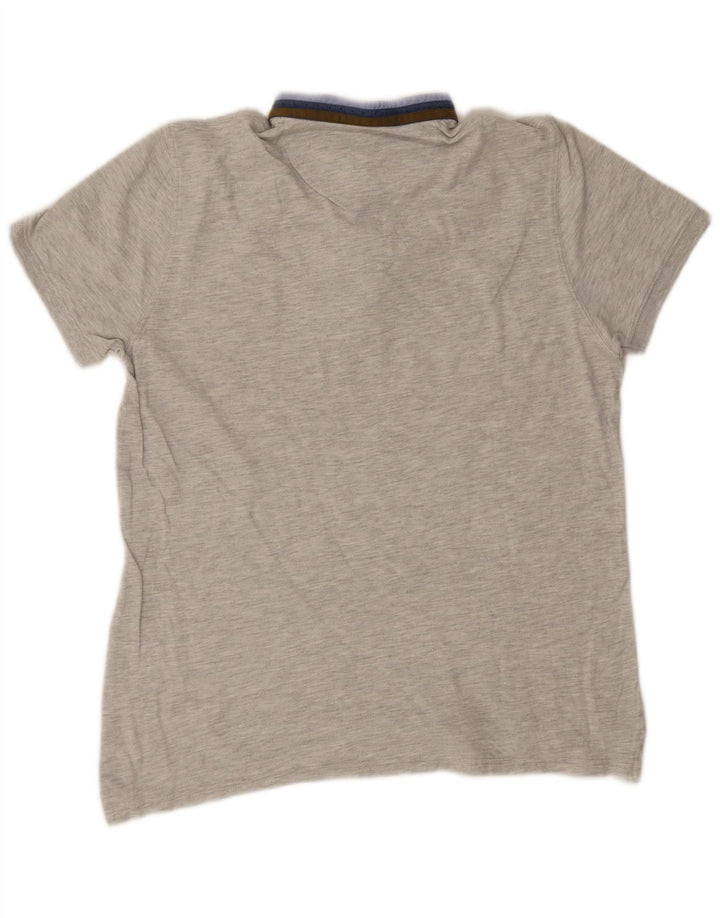 Camisa polo masculina Massimo Dutti grande listrada cinza