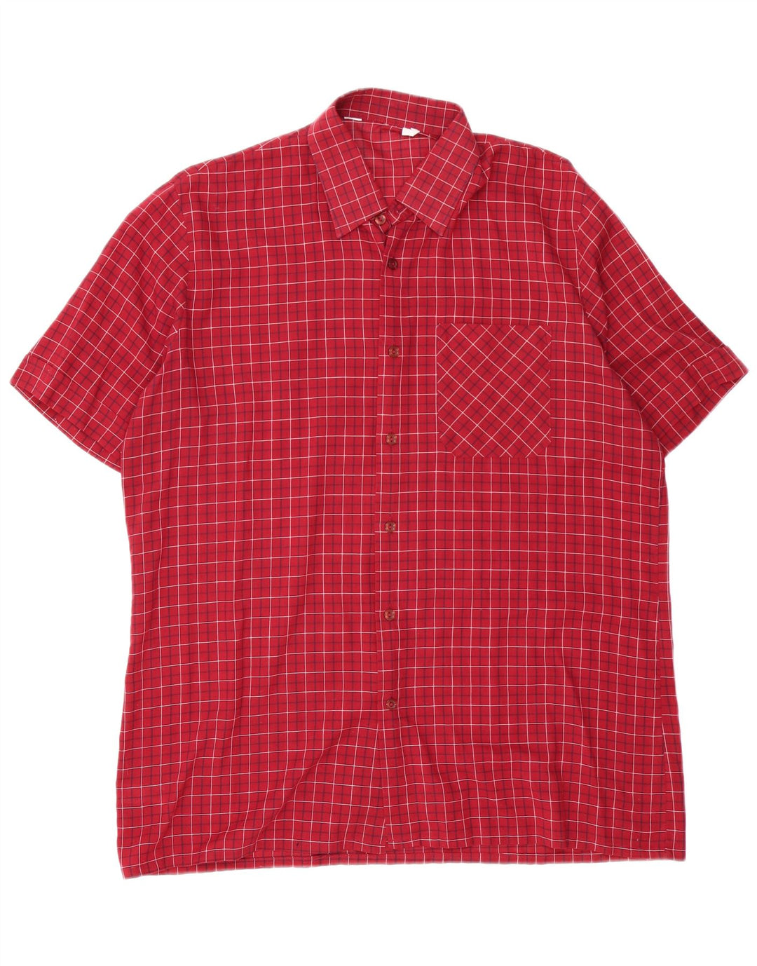 Camisa masculina de manga curta VINTAGE xadrez vermelho médio