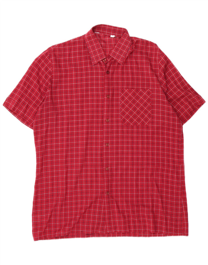 Camisa masculina de manga curta VINTAGE xadrez vermelho médio