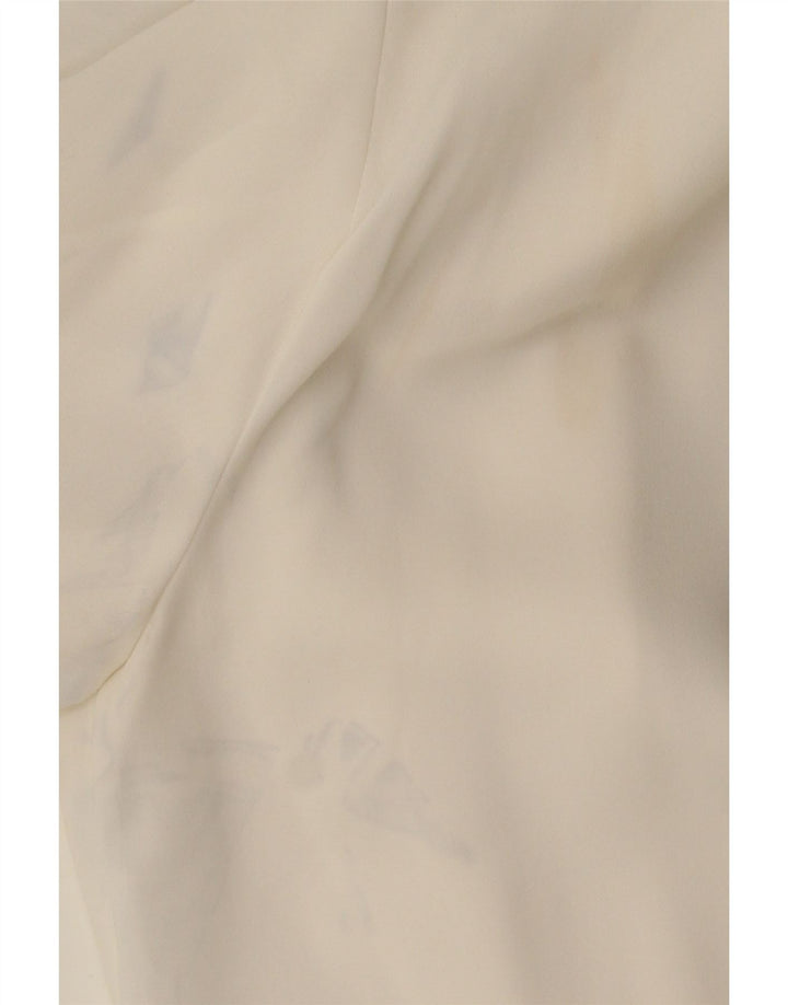 Zara blusa feminina manga 3/4 top UK 6 XS poliéster branco