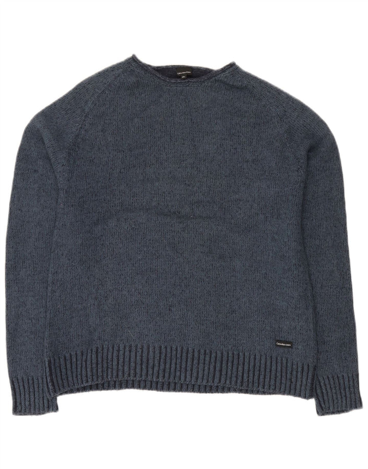 Suéter masculino Calvin Klein Jeans com gola redonda XL azul marinho de lã
