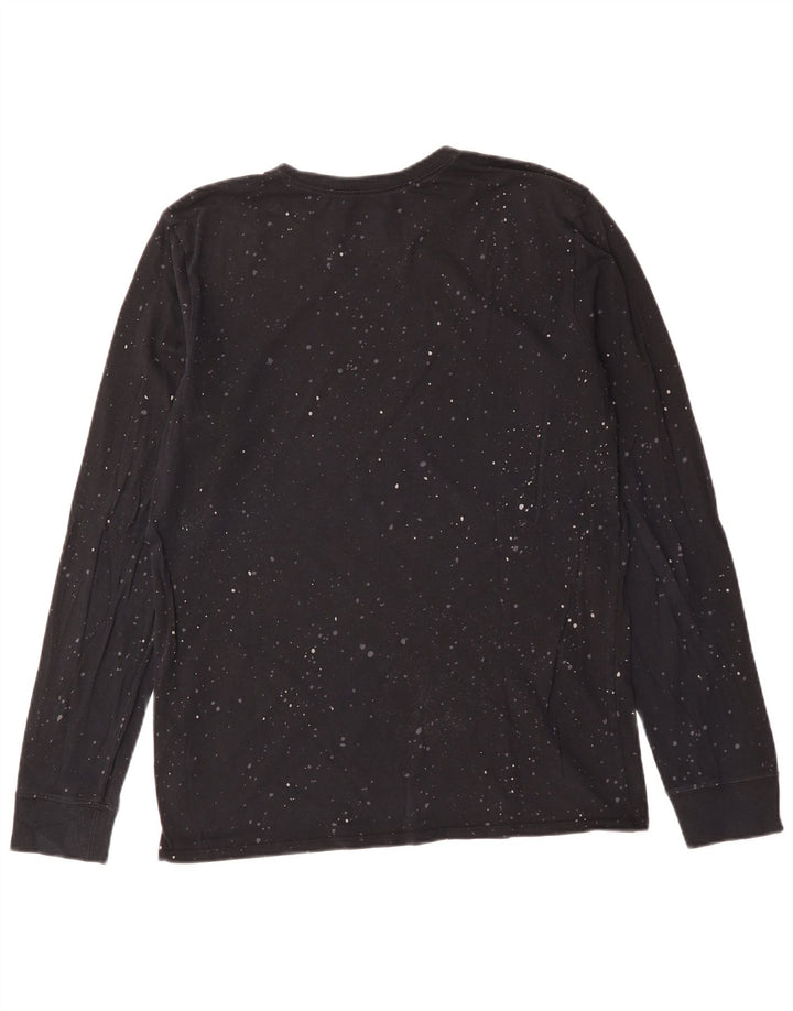 Top gráfico masculino Nike Athletic Cut manga comprida médio preto manchado de algodão