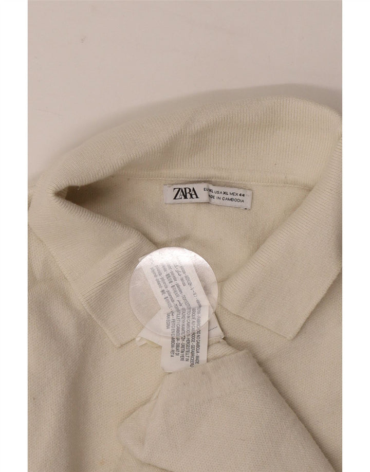 Suéter masculino Zara com gola polo XL poliéster bege