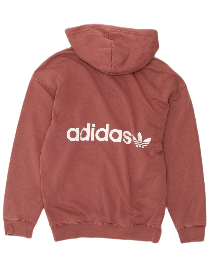 ADIDAS Womens Graphic Oversized Hoodie Jumper Reino Unido 8 Pequeno Algodão Rosa
