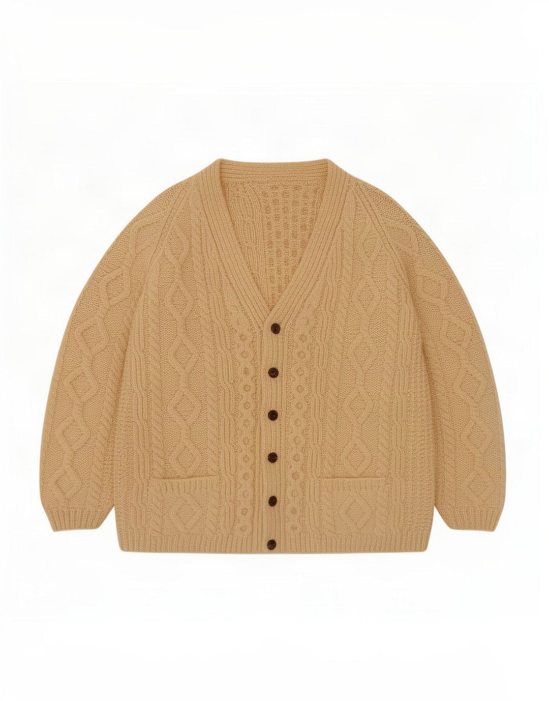 Suéter Cardigan Masculino Vintage Médio Bege
