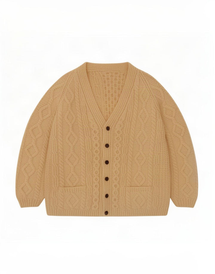 Suéter Cardigan Masculino Vintage Médio Bege