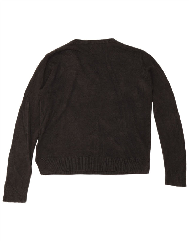 Suéter feminino Marks & Spencer com decote em V Reino Unido 12 acrílico preto médio