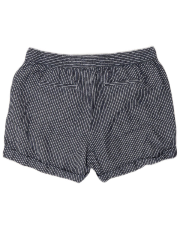 Shorts casuais femininos Marks & Spencer Reino Unido 14 grande W32 risca de giz azul marinho
