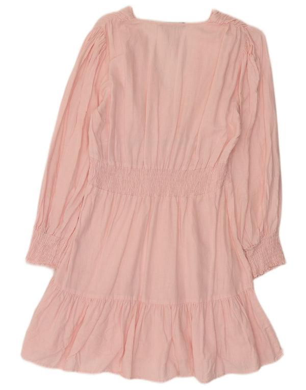 Vestido feminino Zara de manga comprida em camadas UK 14 rosa grande