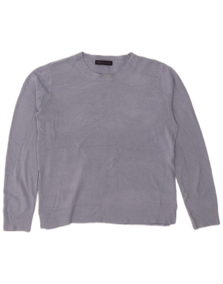 Suéter feminino Marks & Spencer com gola redonda Reino Unido 14 grande viscose azul