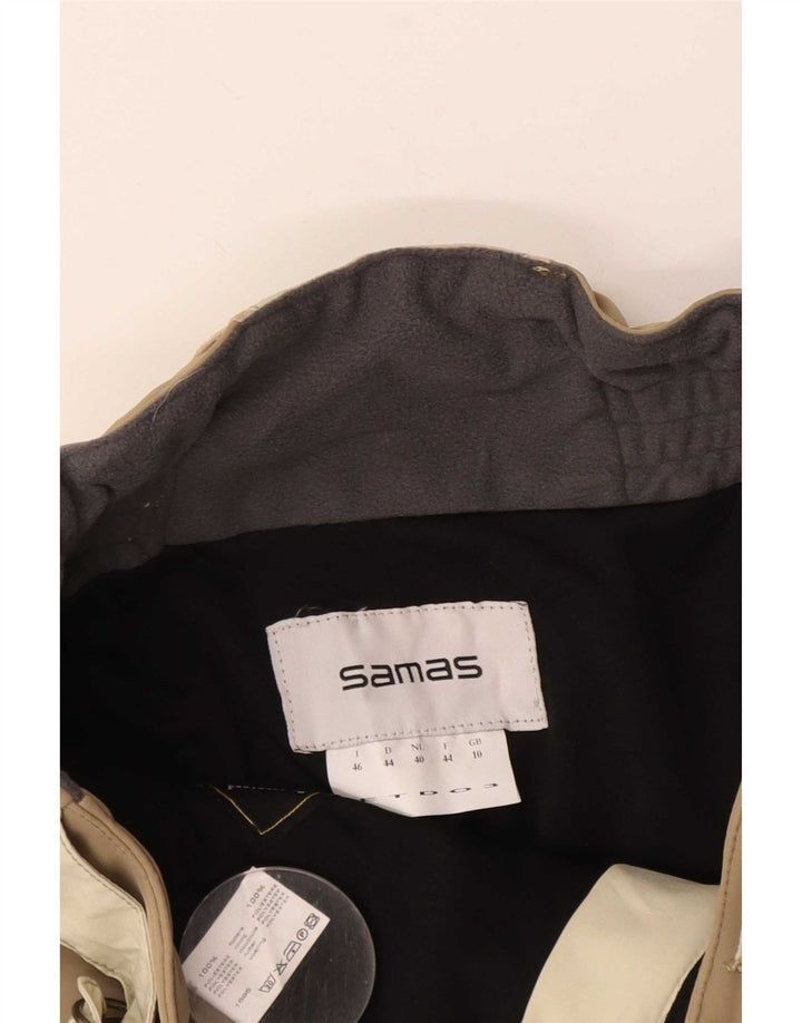 Samas Calças de esqui femininas UK 10 pequeno bege colorblock poliéster