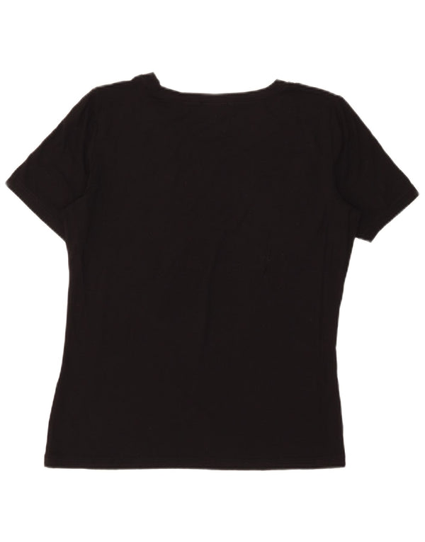 Camiseta feminina estampada Luisa Spagnoli UK 14 médio preto