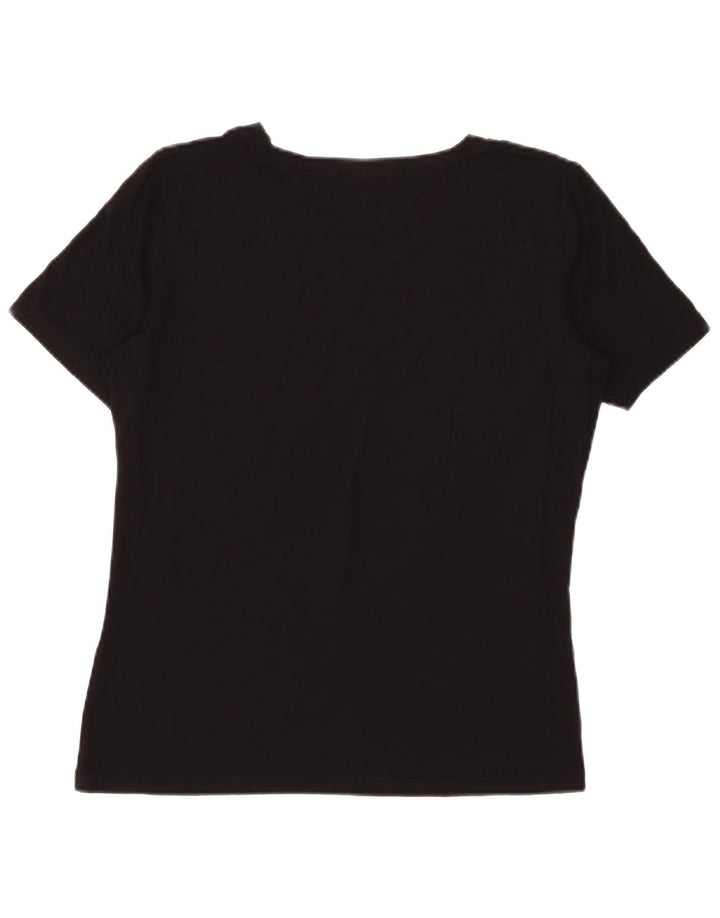 Camiseta feminina estampada Luisa Spagnoli UK 14 médio preto