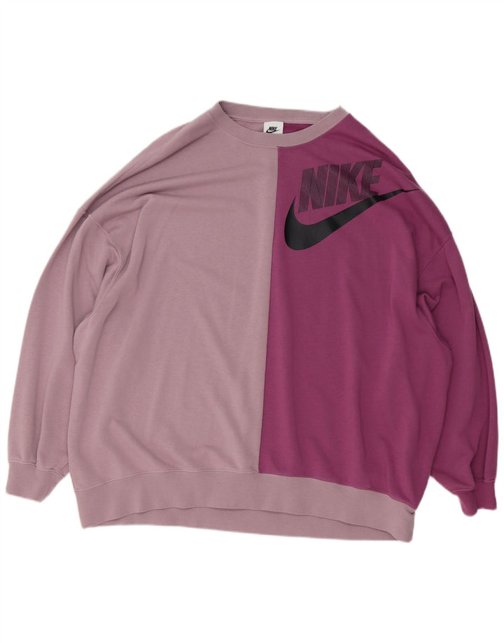 Nike feminino gráfico moletom jumper UK 14 médio rosa colorblock