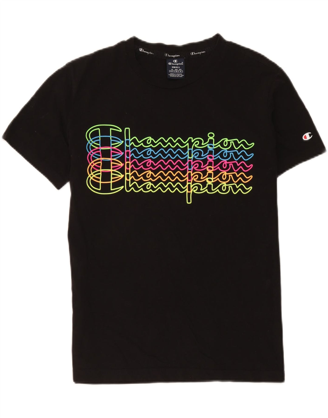 Camiseta masculina gráfica Champion pequena preta