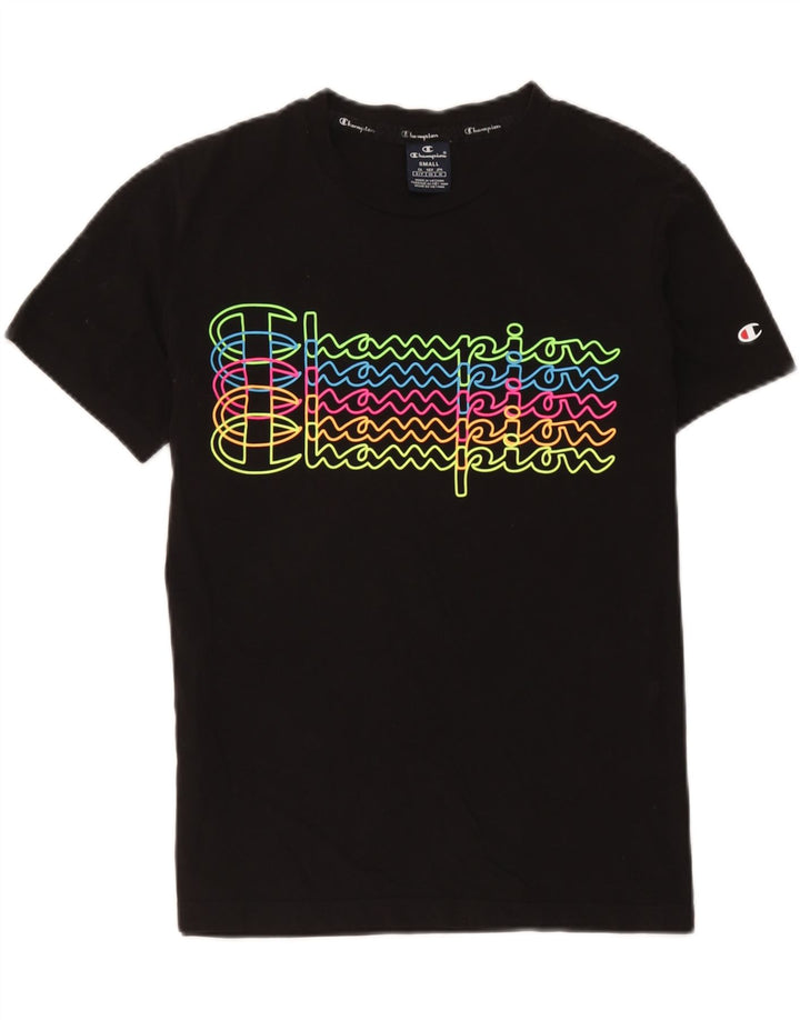 Camiseta masculina gráfica Champion pequena preta