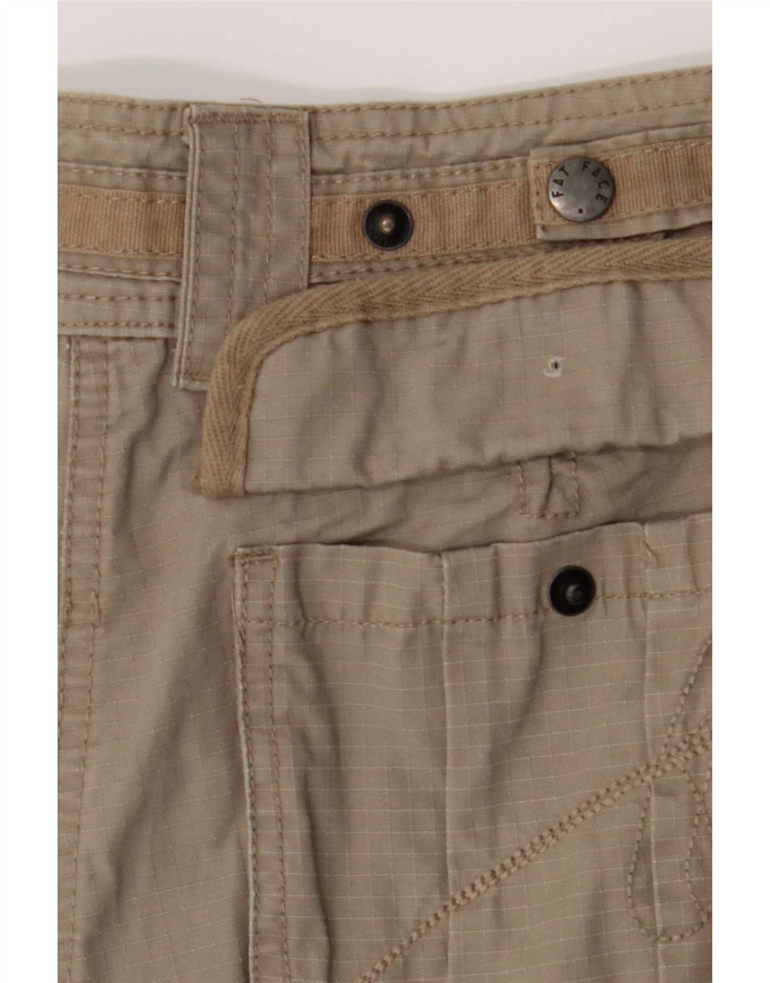Shorts cargo feminino Fat Face UK 12 médio W30 algodão cáqui