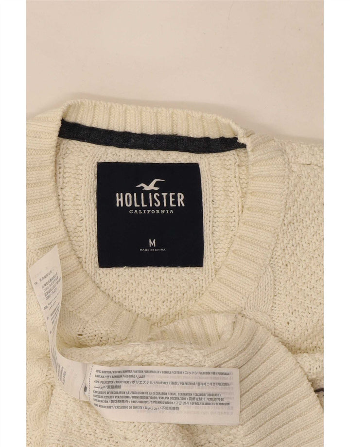 Suéter masculino Hollister com gola redonda e algodão bege médio