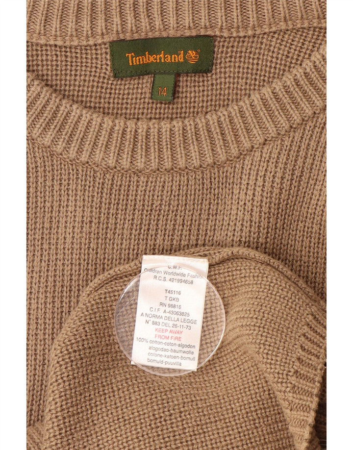 TIMBERLAND Boys Crew Neck Jumper Sweater 13-14 Years Brown Cotton Vintage Timberland and Second-Hand Timberland from Messina Hembry 