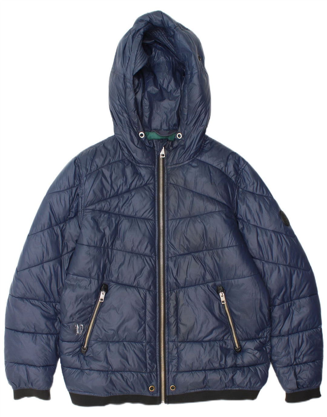 Jaqueta acolchoada masculina Diesel UK 36 pequena azul marinho nylon