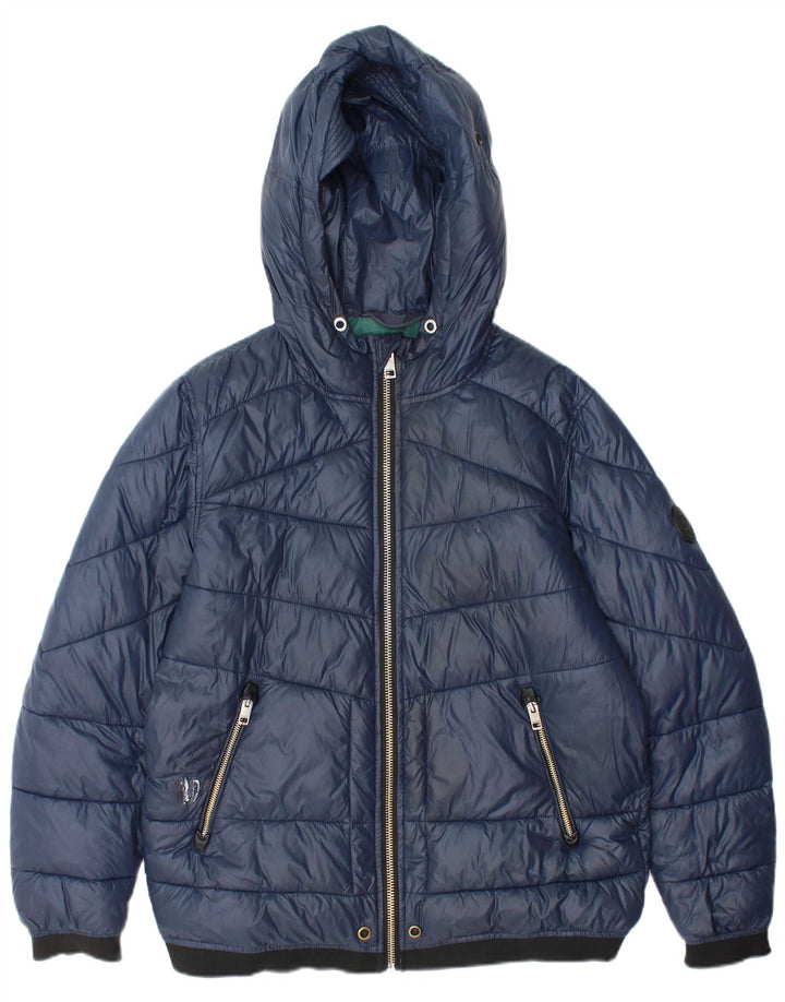 Jaqueta acolchoada masculina Diesel UK 36 pequena azul marinho nylon
