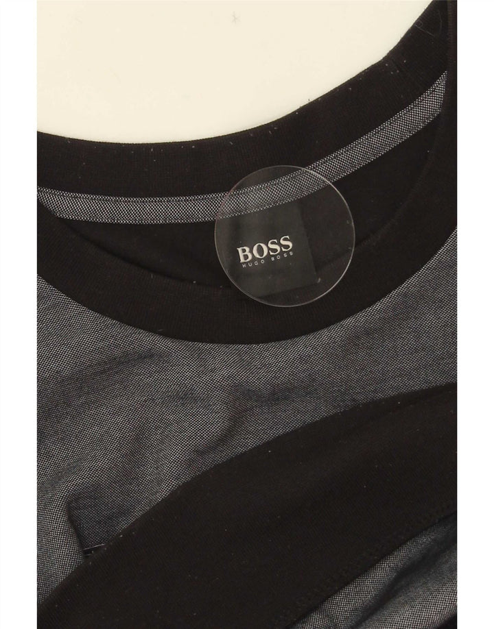 Hugo Boss moletom gráfico masculino jumper médio cinza colorblock algodão