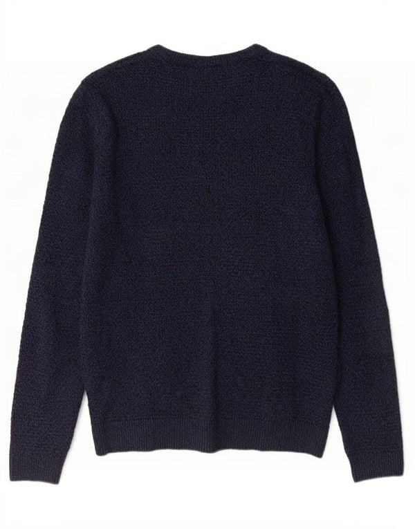 Suéter masculino Jack & Jones com gola canoa grande algodão manchado azul marinho