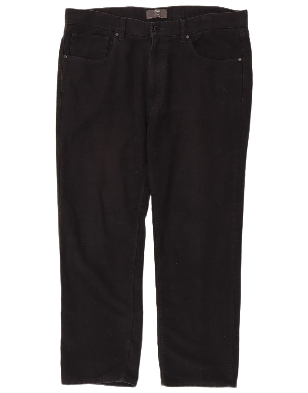 Calça casual masculina Marks & Spencer de ajuste regular W38 L29 algodão preto