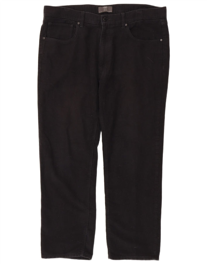 Calça casual masculina Marks & Spencer de ajuste regular W38 L29 algodão preto