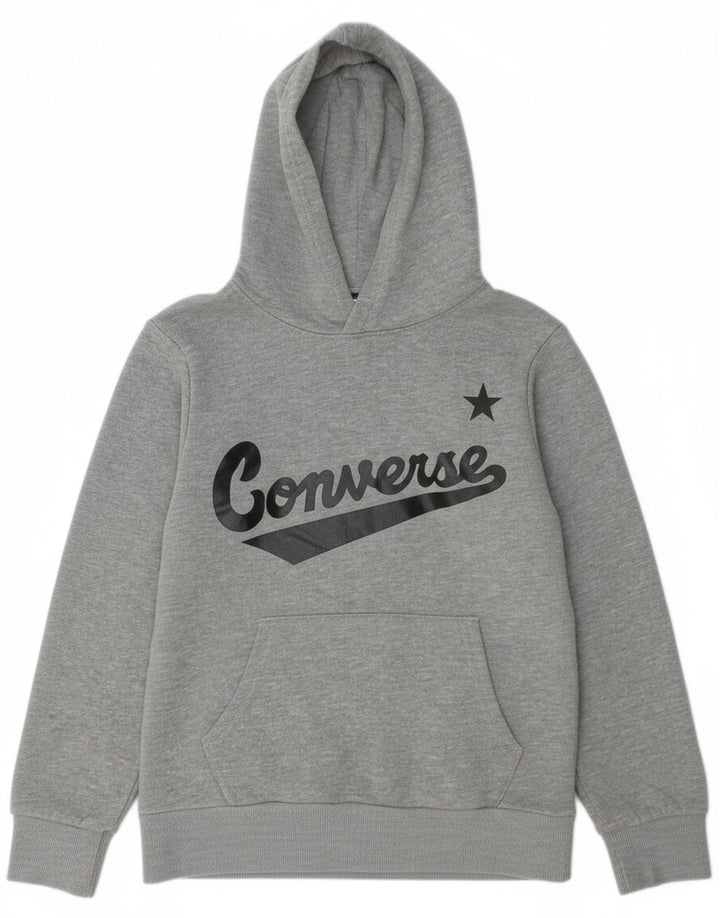 Suéter com capuz gráfico CONVERSE Boys 10-11 anos algodão cinza médio