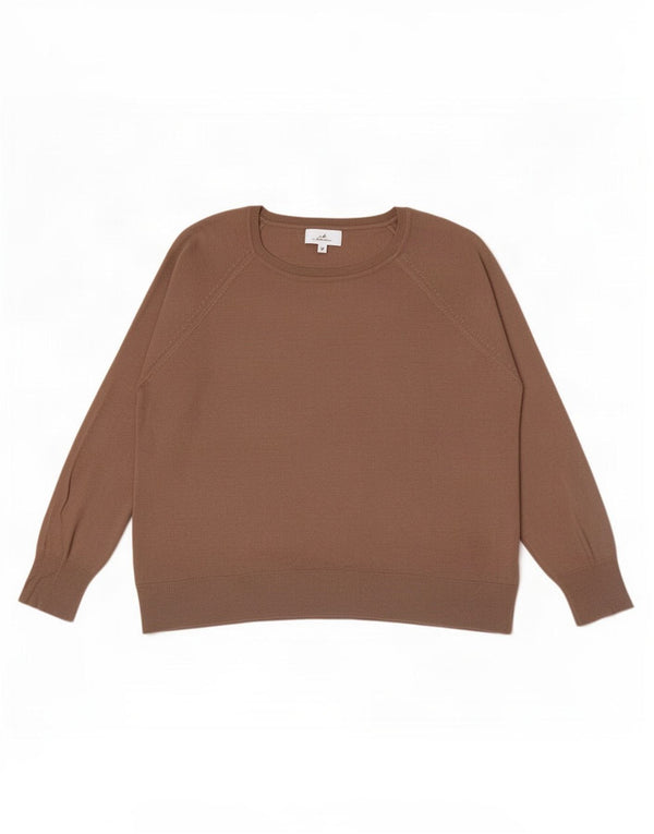 Zara Suéter feminino oversized com gola canoa Reino Unido 18 XL marrom viscose