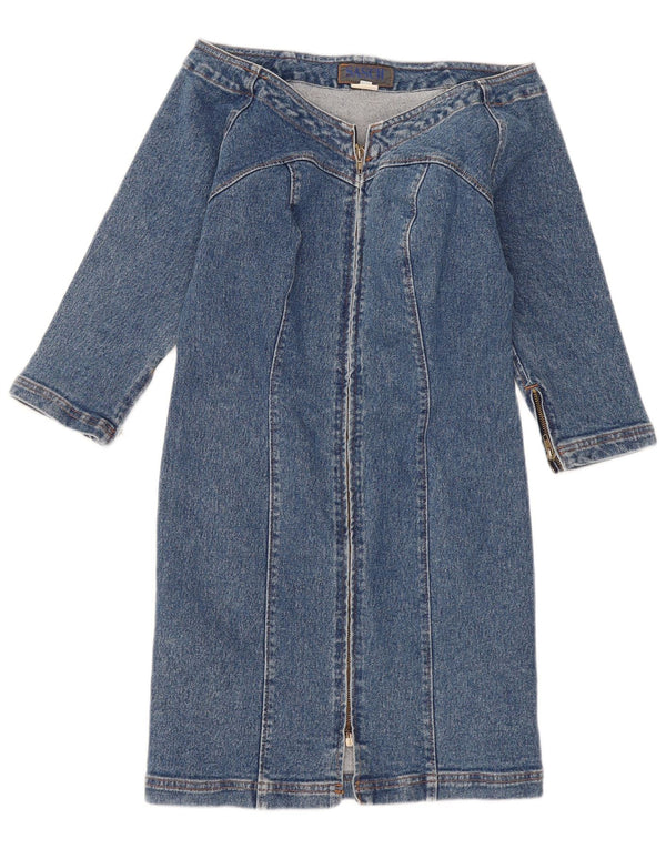 Vestido jeans feminino Sasch com ombro de fora e manga 3/4 Reino Unido 12 algodão azul médio