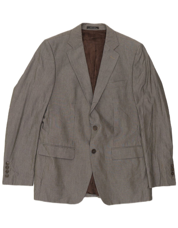 Jaqueta blazer masculina Zara com 2 botões EU 52 listra cinza grande
