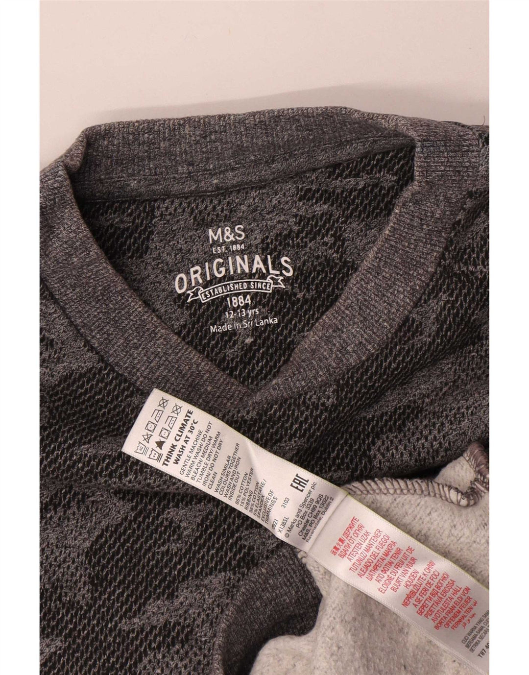 Suéter de moletom masculino Marks & Spencer 12-13 anos cinza camuflado algodão