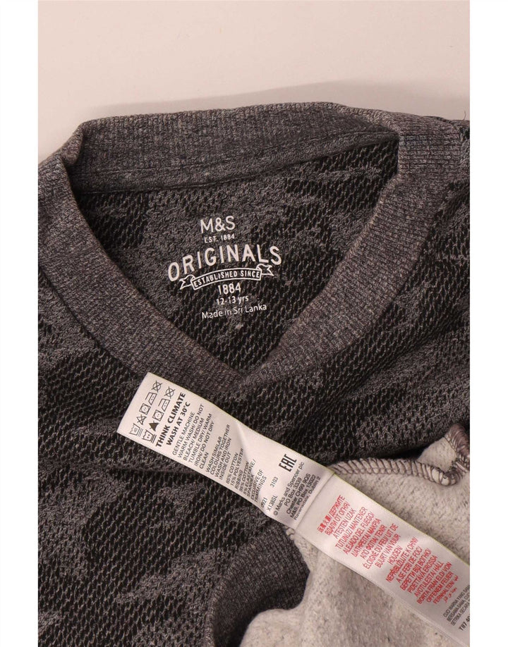 Suéter de moletom masculino Marks & Spencer 12-13 anos cinza camuflado algodão