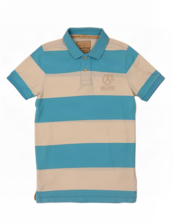 Camisa polo masculina Hollister grande algodão listrado azul