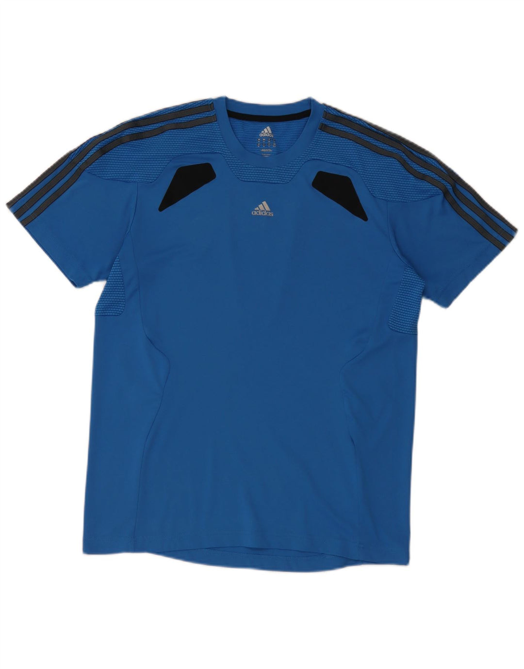 Camiseta masculina Adidas Climacool Top médio azul colorblock poliéster