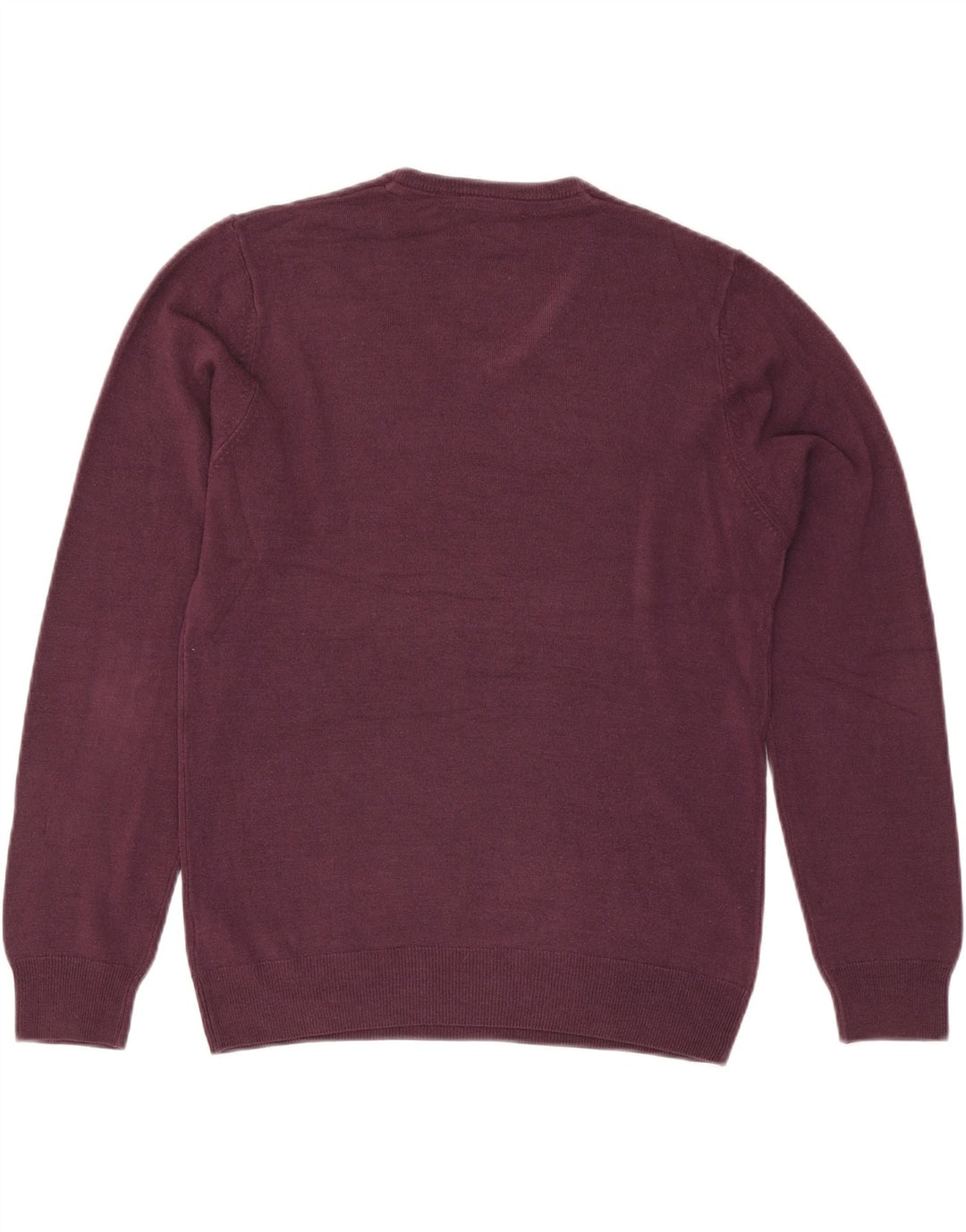 Suéter masculino Marks & Spencer com ajuste regular e decote em V médio Borgonha