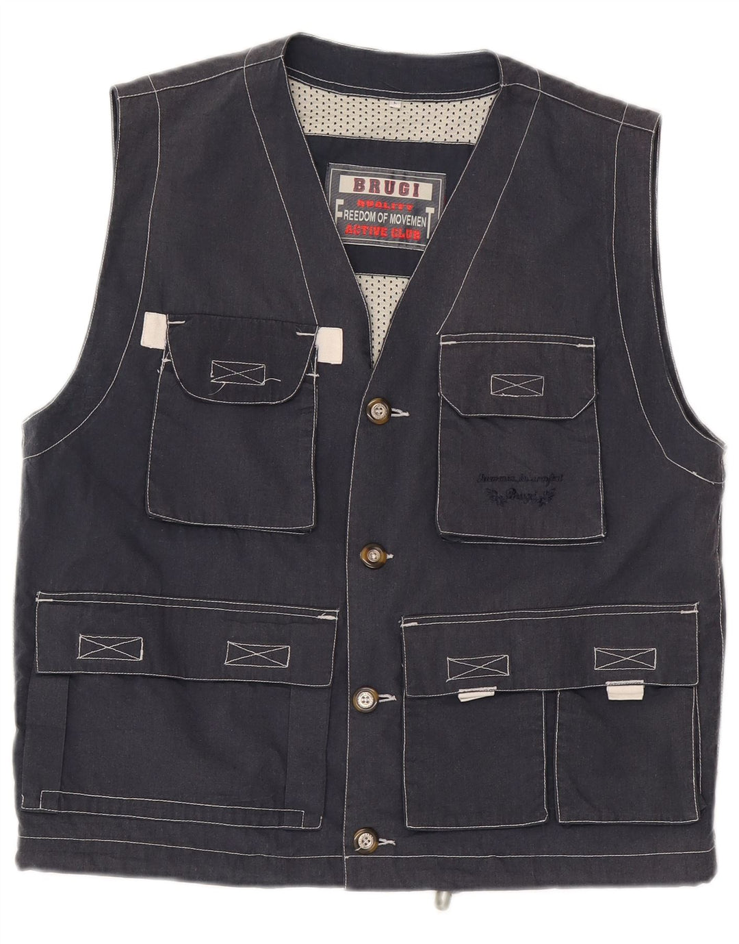 Colete utilitário masculino Brugi UK 40 grande poliéster azul marinho