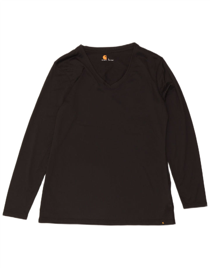 Top feminino Carhartt de manga comprida UK 16 grande poliéster preto